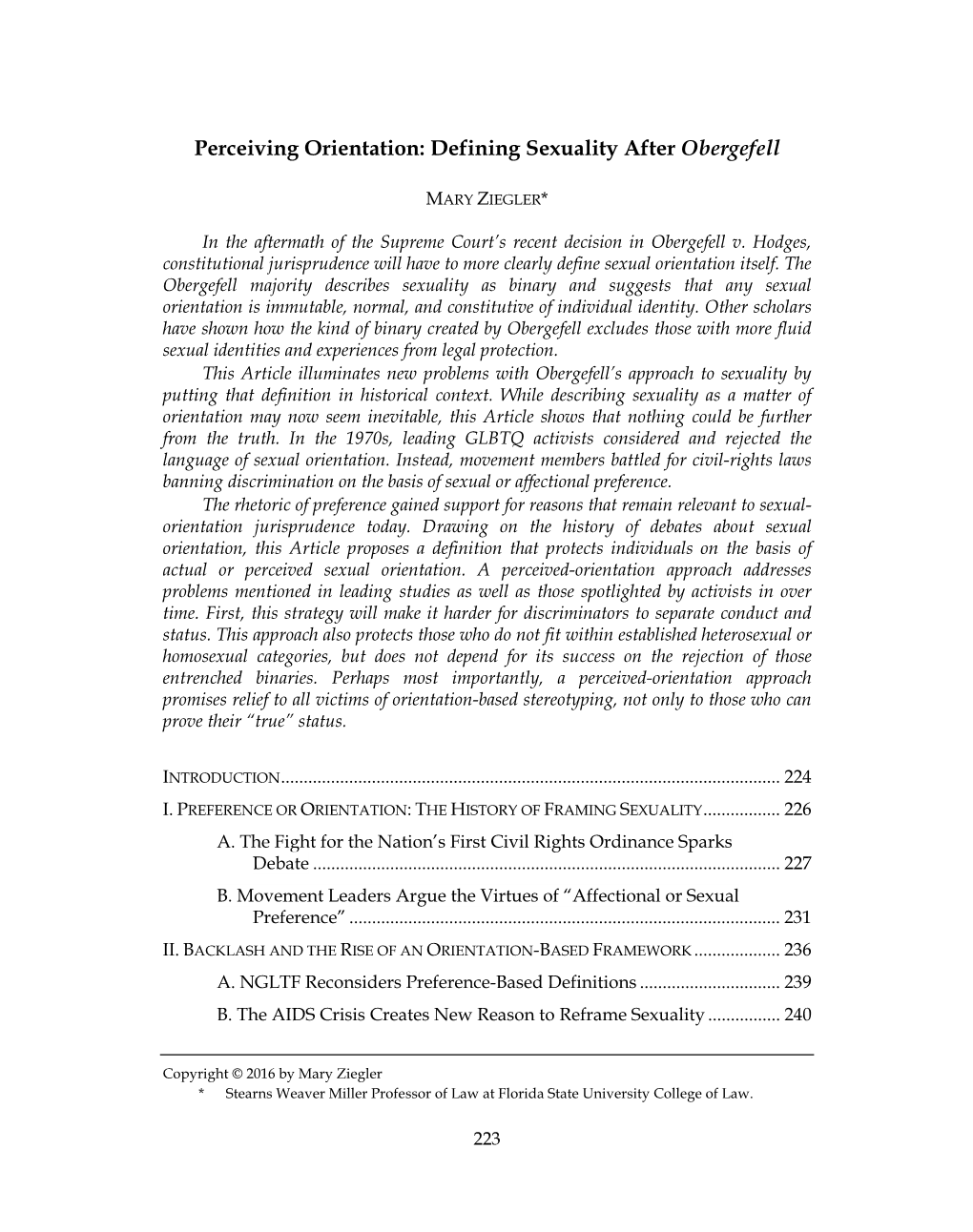 Perceiving Orientation: Defining Sexuality After Obergefell