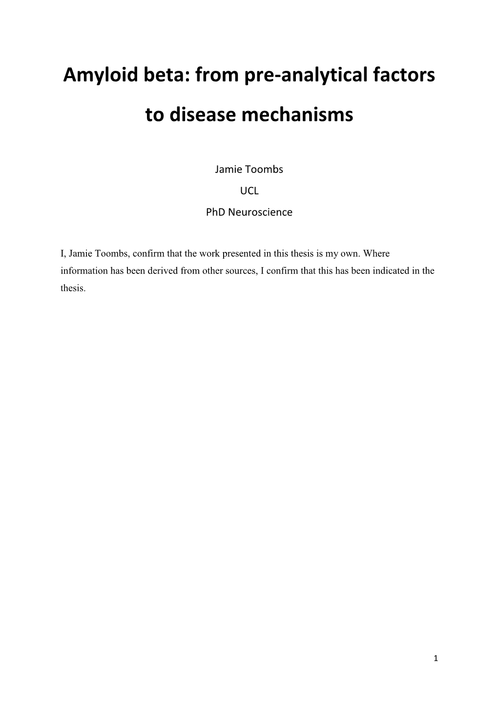 Amyloid Beta: from Pre-Analytical Factors to Disease Mechanisms