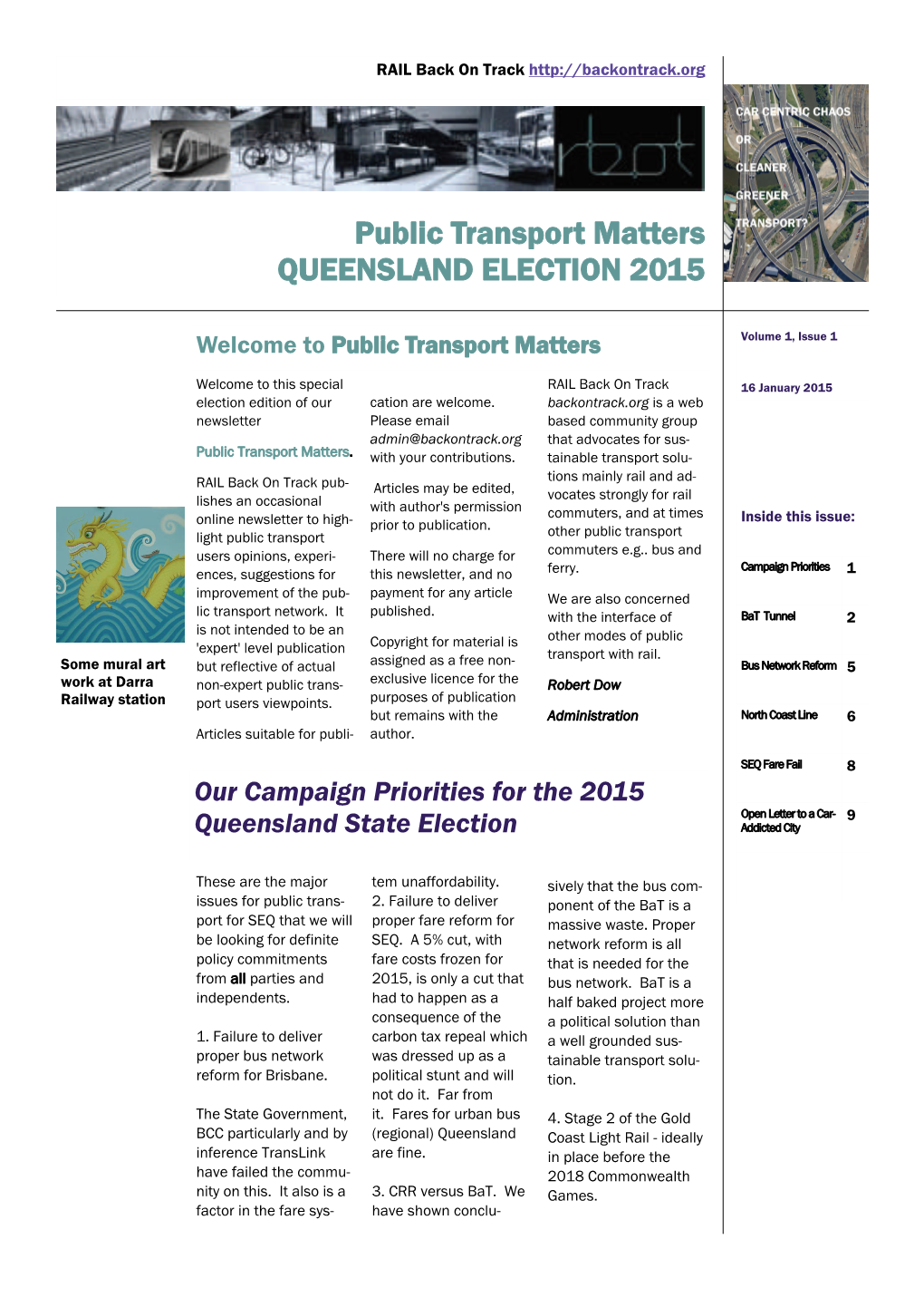 Public Transport Matters QUEENSLAND ELECTION 2015