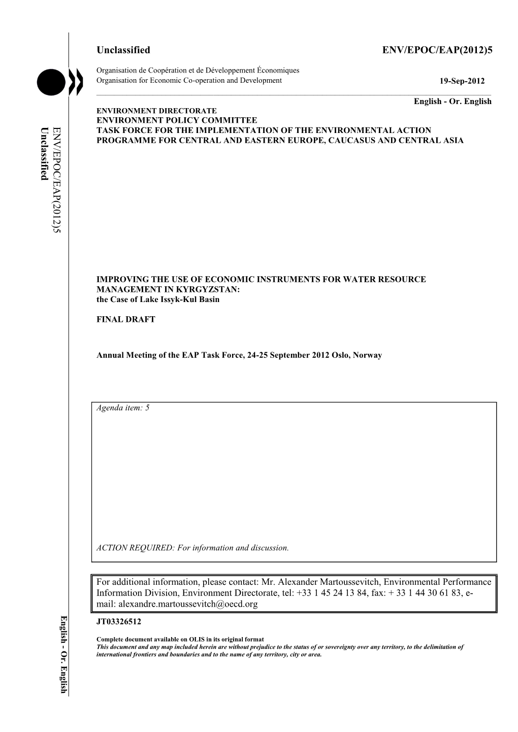 Unclassified ENV/EPOC/EAP(2012)5