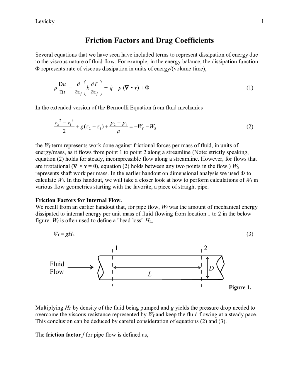 Friction Factors and Drag Coefficients