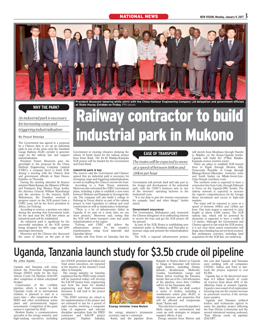 Railway Contractor to Build Industrial Park in Mukono