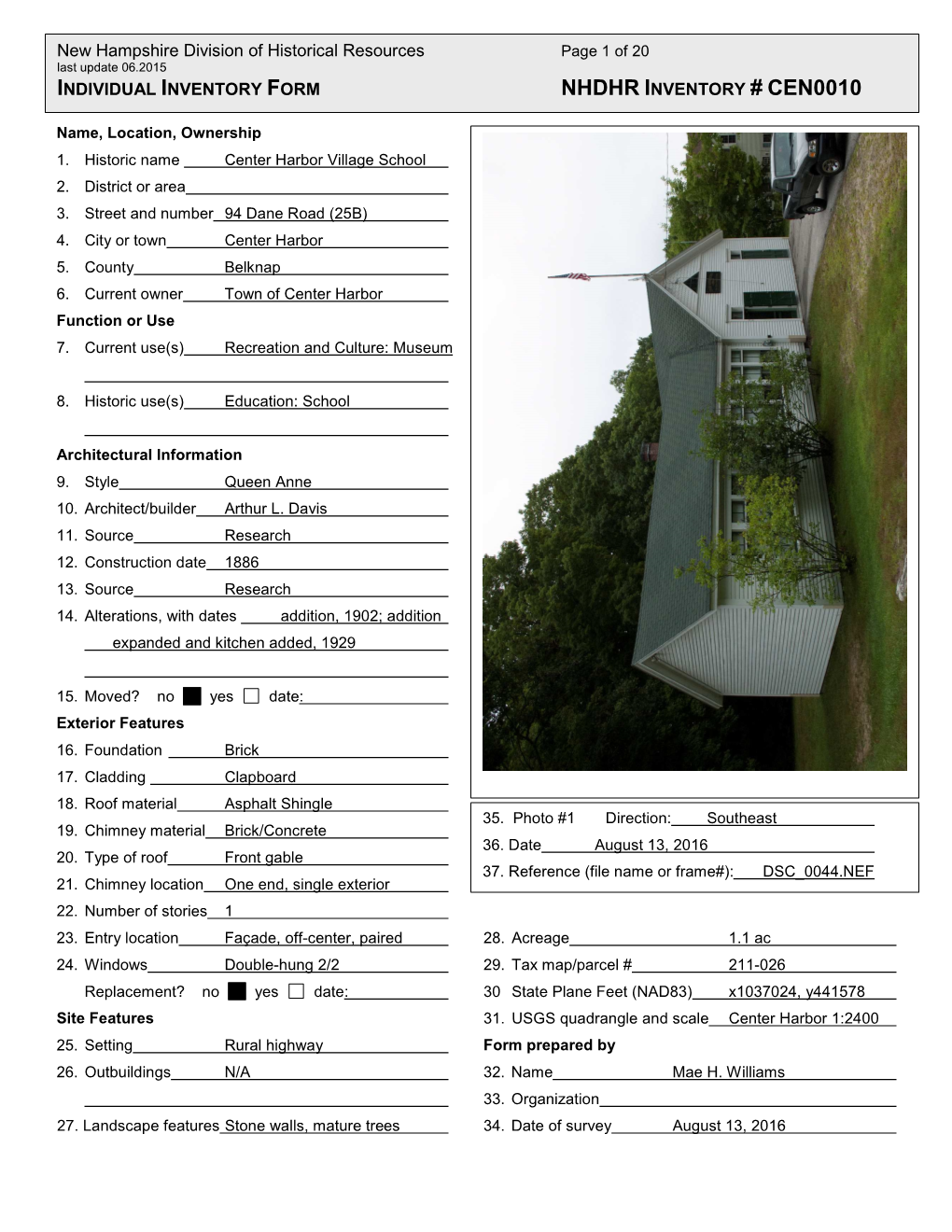 History of the 1886 Village Schoolhouse