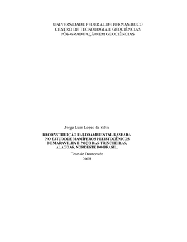 Universidade Federal De Pernambuco Centro De Tecnologia E Geociências Pós-Graduação Em Geociências