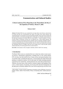 Communication and Cultural Studies