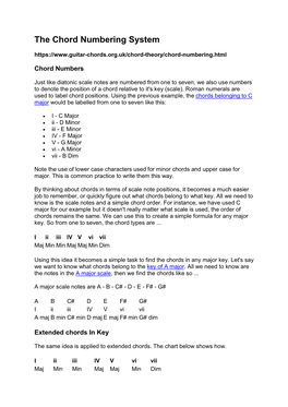 The Chord Numbering System