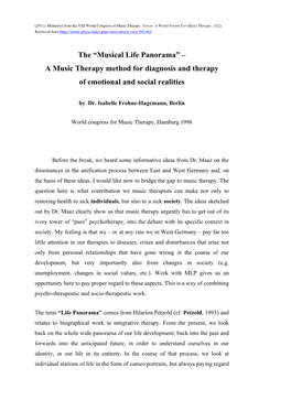 The “Musical Life Panorama”: Paper for the VIII World Congress of Music