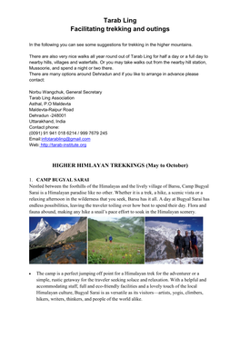 Tarab Ling Facilitating Trekking and Outings