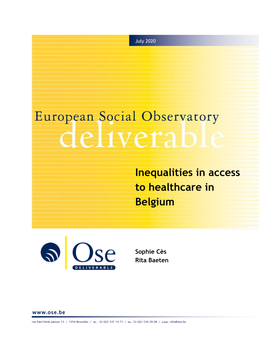 Inequalities in Access to Healthcare in Belgium