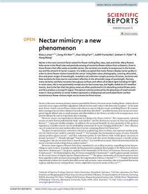 Nectar Mimicry: a New Phenomenon Klaus Lunau1,2 ✉ , Zong-Xin Ren2 ✉ , Xiao-Qing Fan2,3, Judith Trunschke2, Graham H