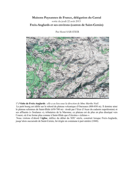 Maisons Paysannes De France, Délégation Du Cantal Freix