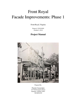 Front Royal Facade Improvements: Phase 1