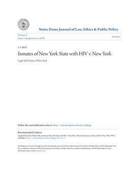 Inmates of New York State with HIV V. New York Legal Aid Society of New York
