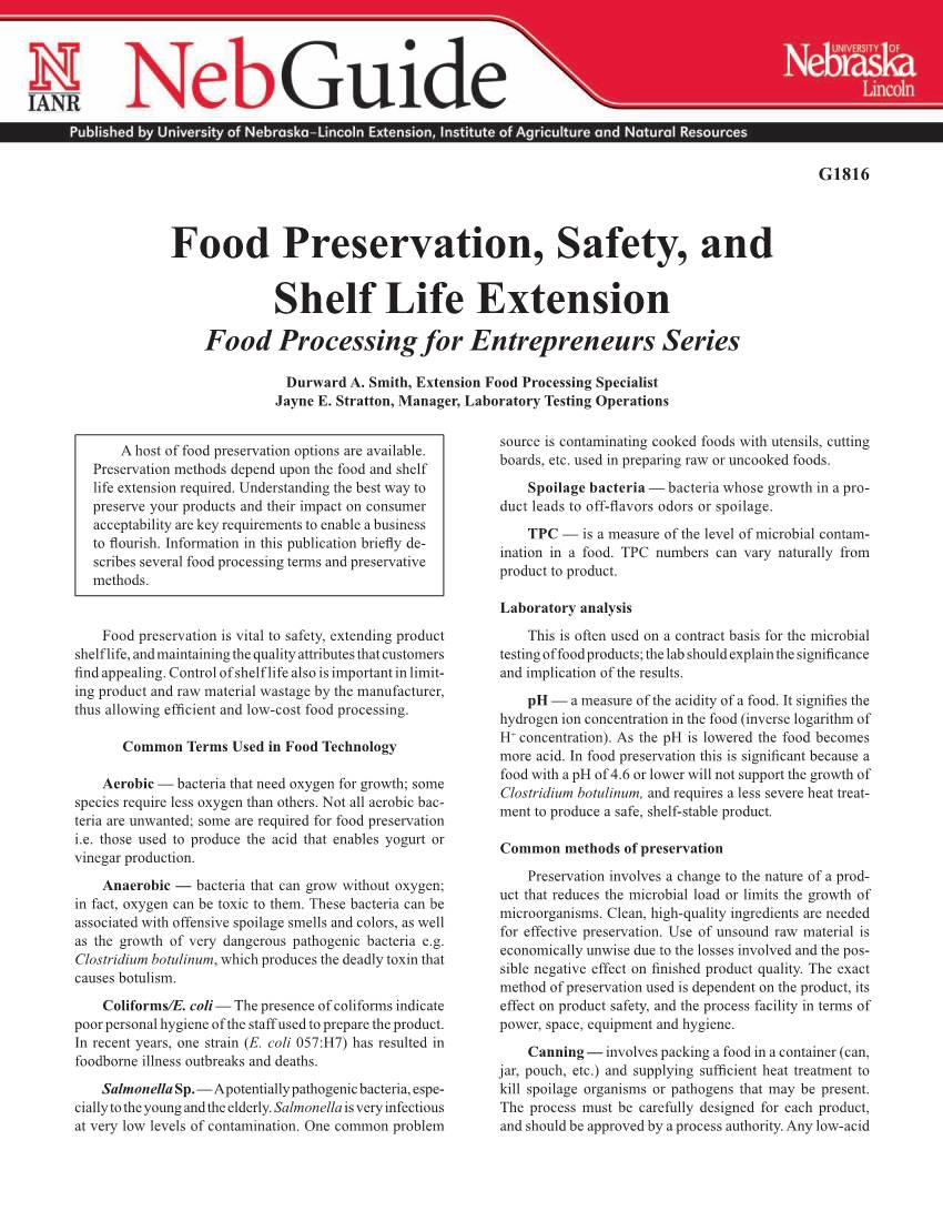 Food Preservation, Safety, and Shelf Life Extension Food Processing for Entrepreneurs Series