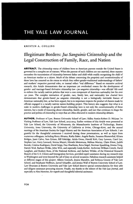 Illegitimate Borders: Jus Sanguinis Citizenship and the Legal Construction of Family, Race, and Nation