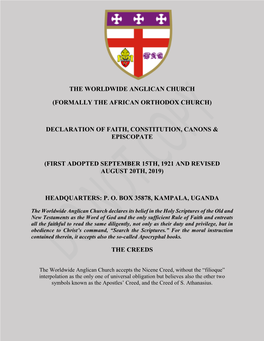 The Worldwide Anglican Church (Formally The