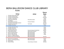 Bera Ballroom Dance Club Library