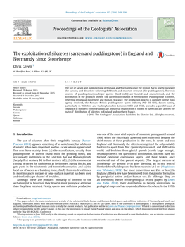 The Exploitation of Silcretes (Sarsen and Puddingstone) in England And