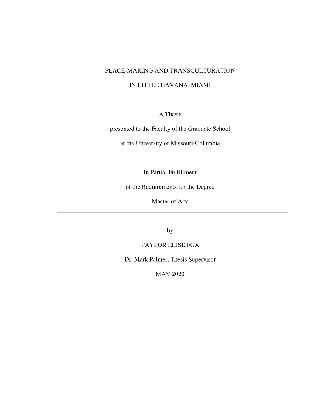 Place-Making and Transculturation in Little