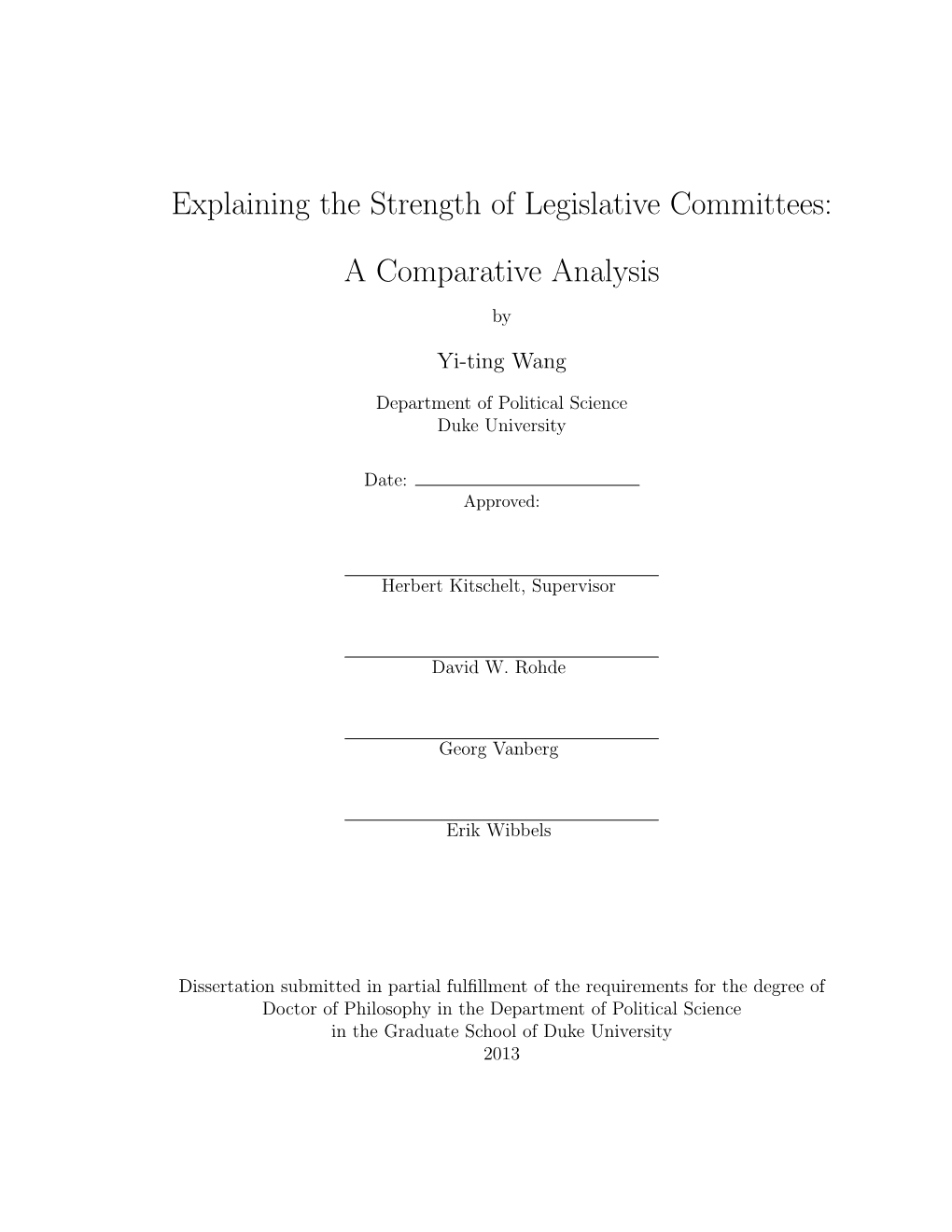 Explaining the Strength of Legislative Committees