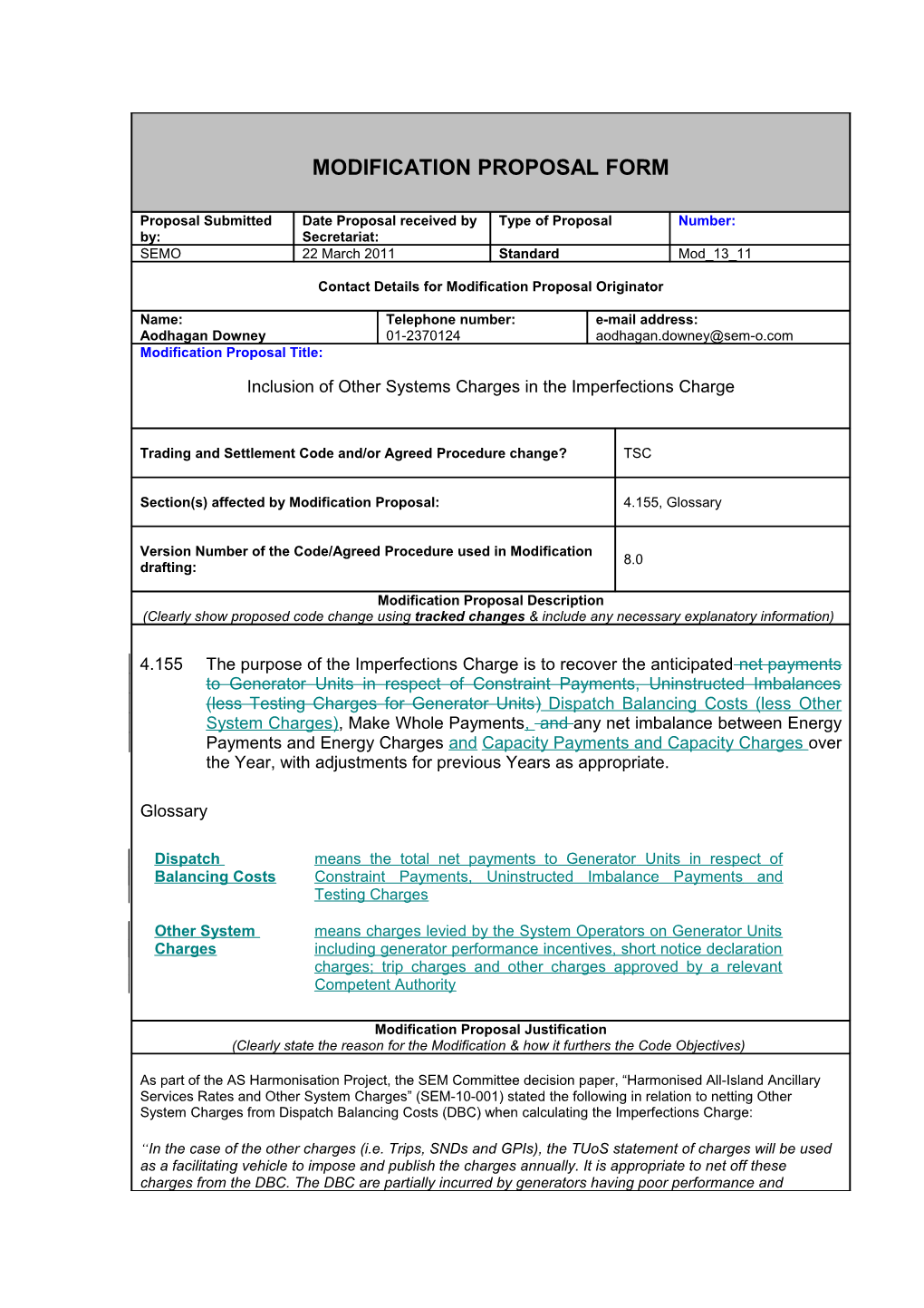 Modification Proposal Form