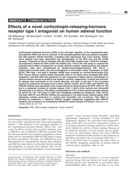 Effects of a Novel Corticotropin-Releasing-Hormone
