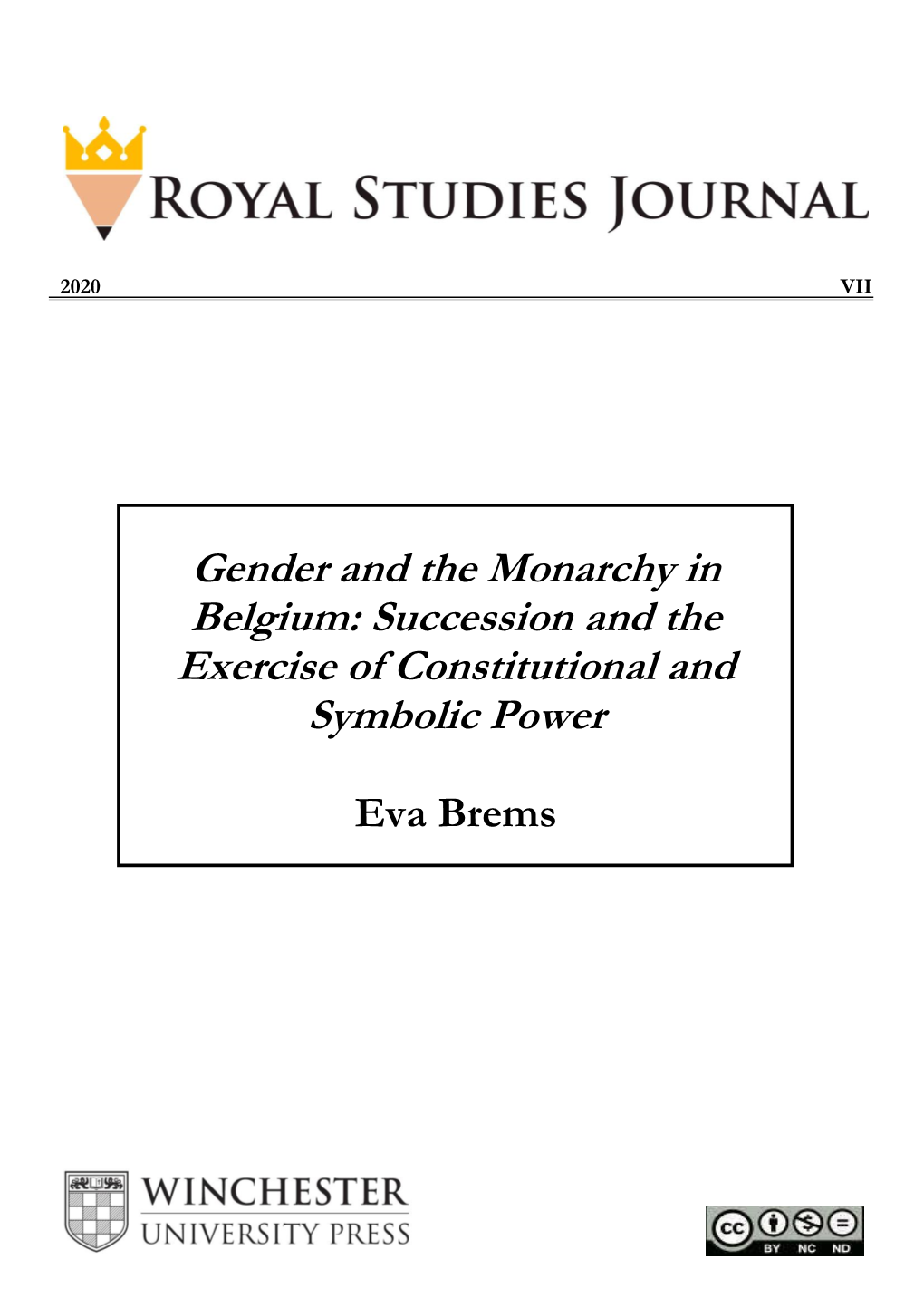 Gender and the Monarchy in Belgium: Succession and the Exercise of Constitutional and Symbolic Power