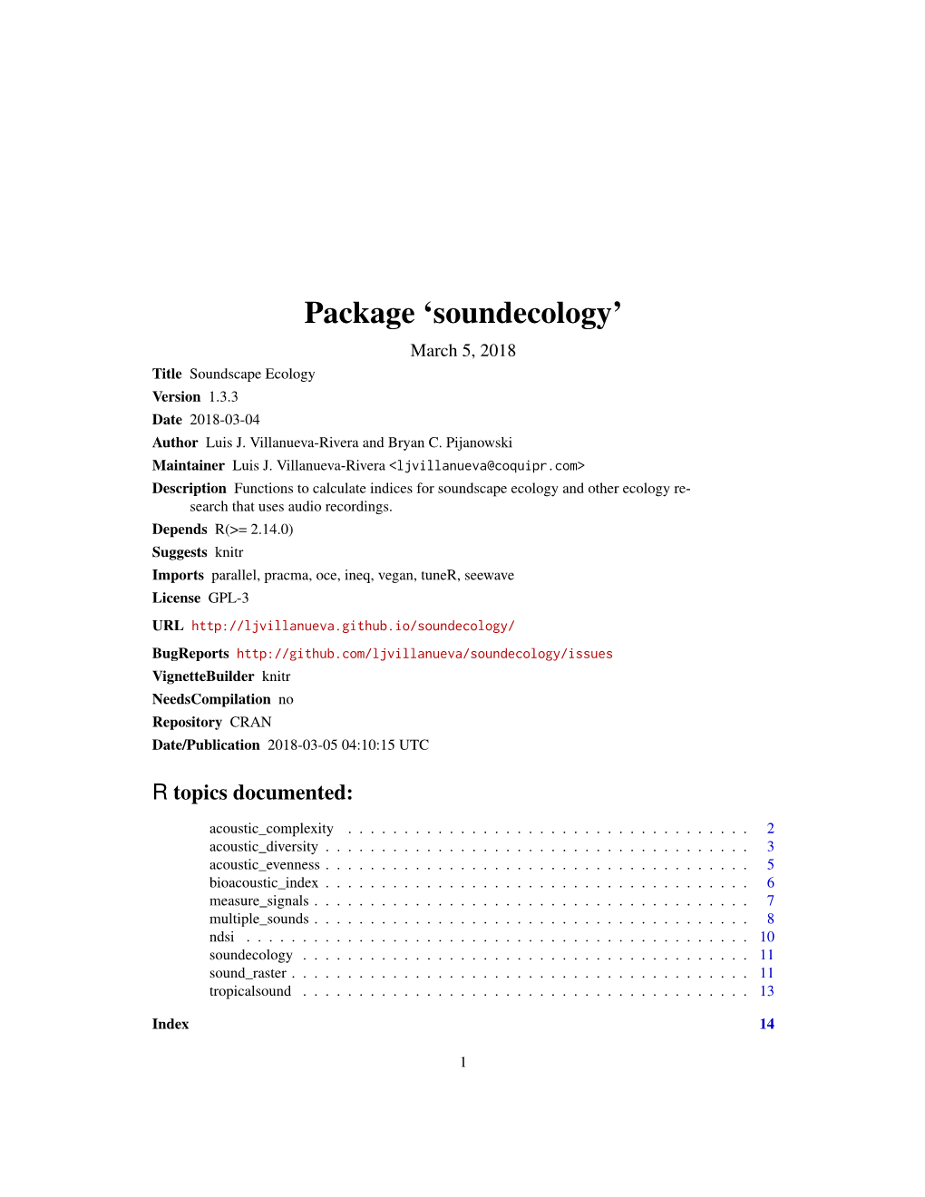 Package 'Soundecology'