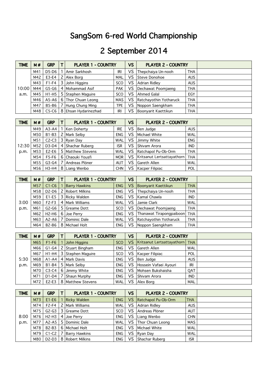 NEWS-2014 6Red Schedules18082014