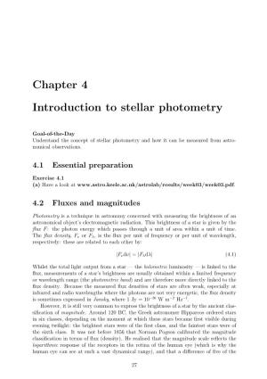 Chapter 4 Introduction to Stellar Photometry