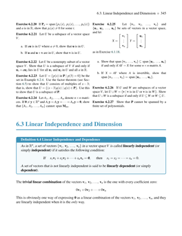 6.3 Linear Independence and Dimension