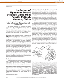 Isolation of Kyasanur Forest Disease Virus from Febrile Patient, Yunnan