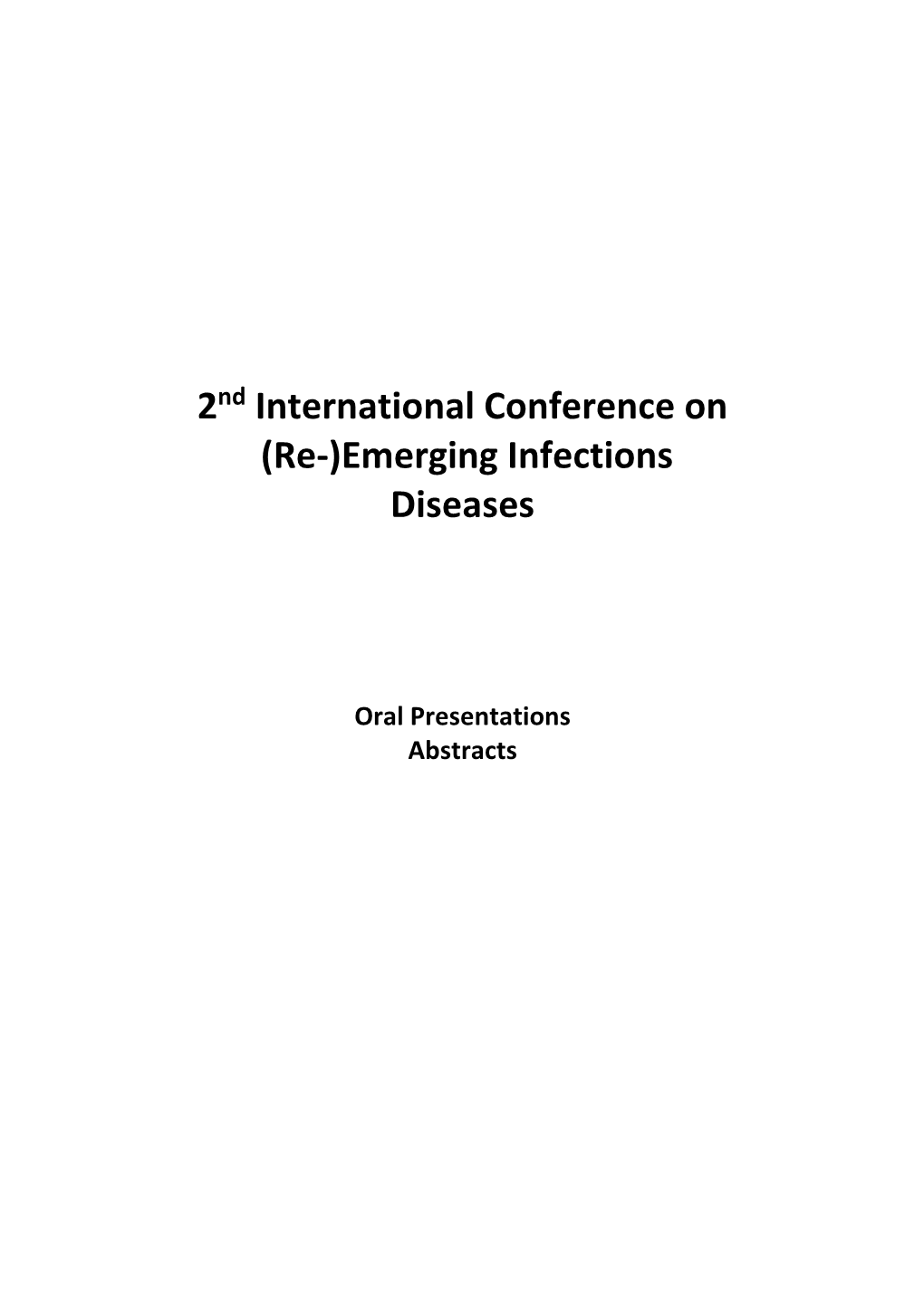 2Nd International Conference on (Re-)Emerging Infections Diseases