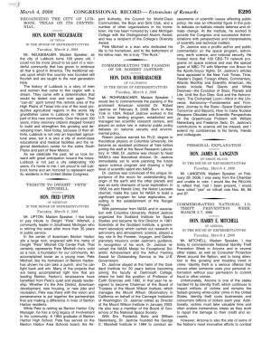 CONGRESSIONAL RECORD— Extensions of Remarks E295 HON