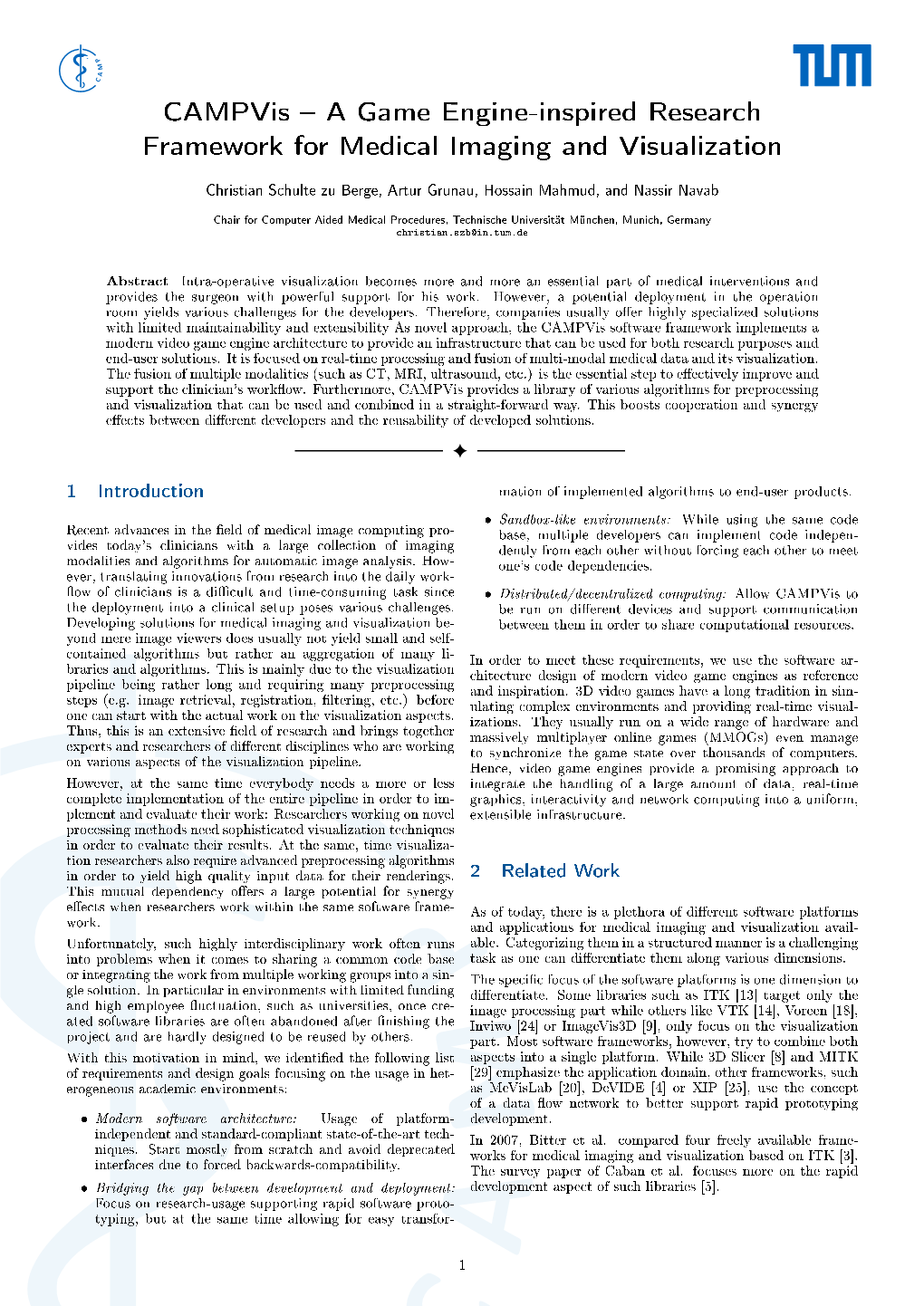 Campvis a Game Engine-Inspired Research Framework for Medical Imaging and Visualization