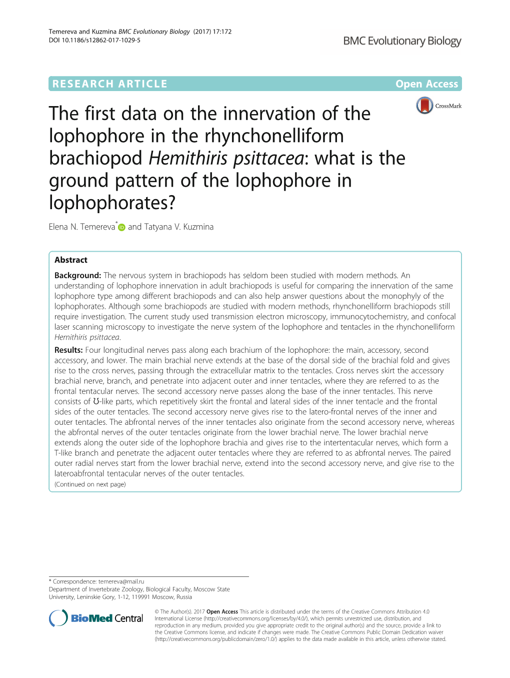 The First Data on the Innervation of The