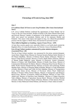 Chronology of Events in Iraq, June 2004*