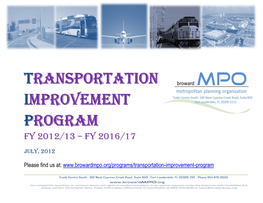 Transportation Improvement Program Fy 2012/13 – Fy 2016/17
