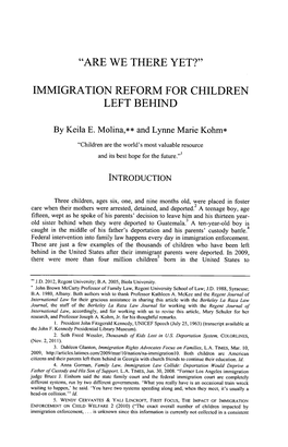 Immigration Reform for Children Left Behind