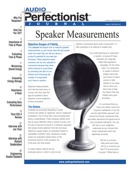 Speaker Measurements Importance of Time & Phase Objective Gauges of Fidelity Isfactory Conclusions About Audio Components