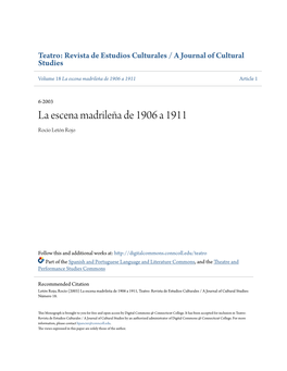La Escena Madrileña De 1906 a 1911 Article 1