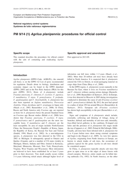 PM 9/14 (1) Agrilus Planipennis: Procedures for Official Control
