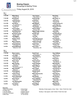 Boeing Classic Groupings & Starting Times Friday August 24, 2018