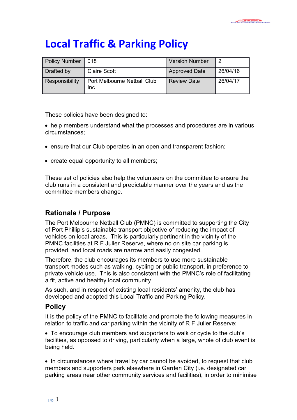 Local Traffic & Parking Policy