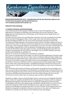 13 - Expeditionsbericht Für Den Deutschen Alpenverein Von Harry Kirschenhofer Und Christof Nettekoven