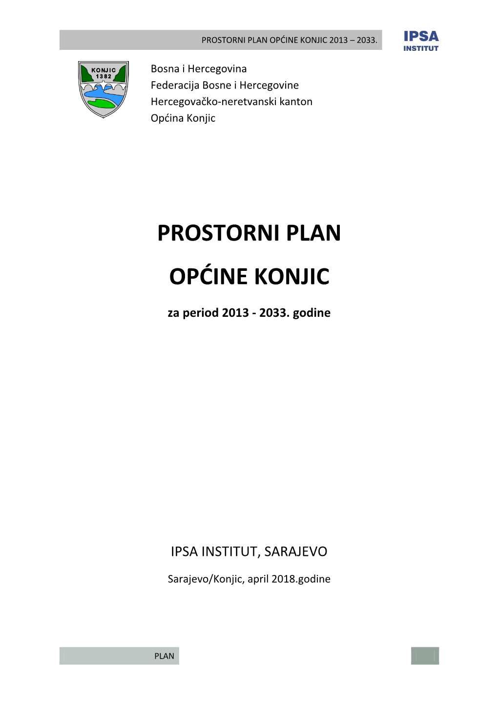 Prostorni Plan Općine Konjic Za Period 2013-2033.Godine