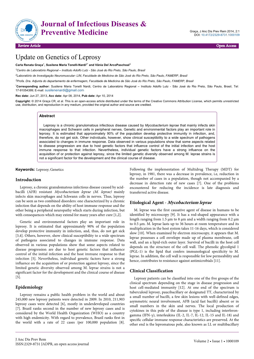 Update on Genetics of Leprosy
