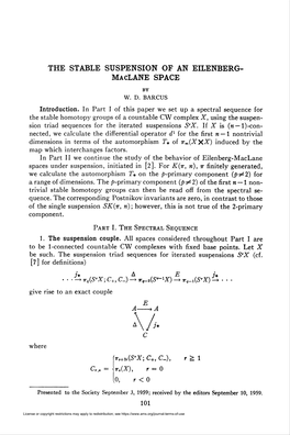 THE STABLE SUSPENSION of an EILENBERG- Maclane SPACE