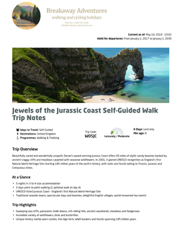 Jewels of the Jurassic Coast Self-Guided Walk Trip Notes