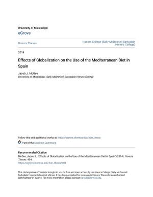 Effects of Globalization on the Use of the Mediterranean Diet in Spain